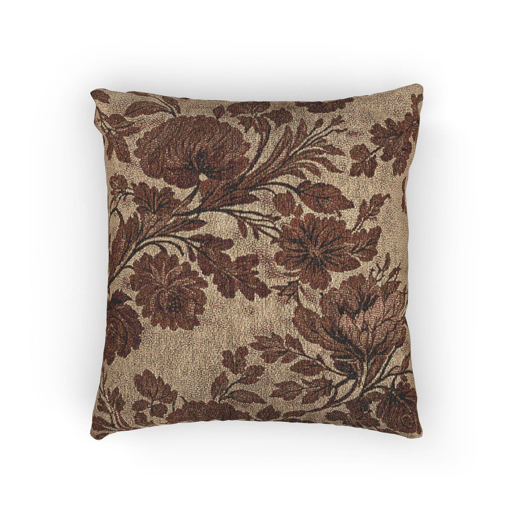 Brown Floral Bloom Woven Pillow with Insert, 17" x 18" - Haven Walls