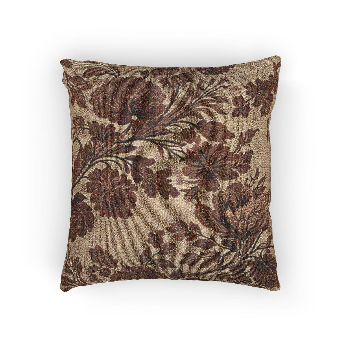 Brown Floral Bloom Woven Pillow with Insert, 17" x 18" - Haven Walls