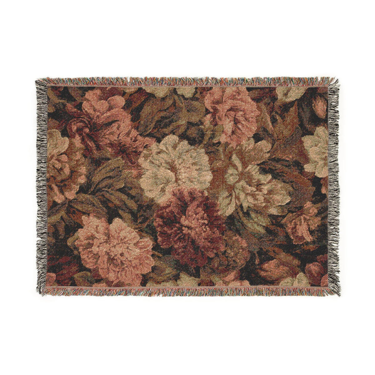 Brown & Peach Floral Woven Throw - Haven Walls