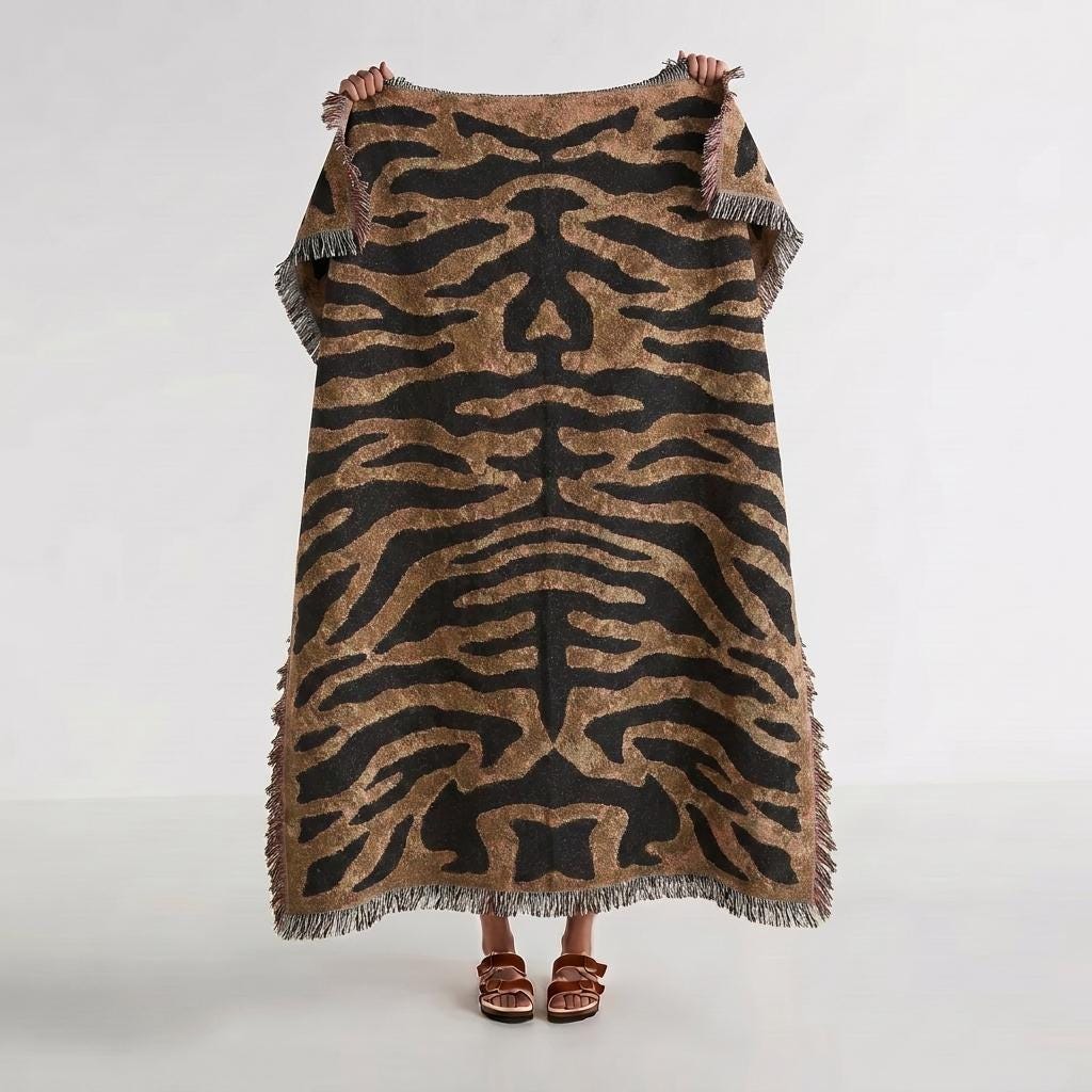 Brown Tiger Print Woven Blanket - Haven Walls