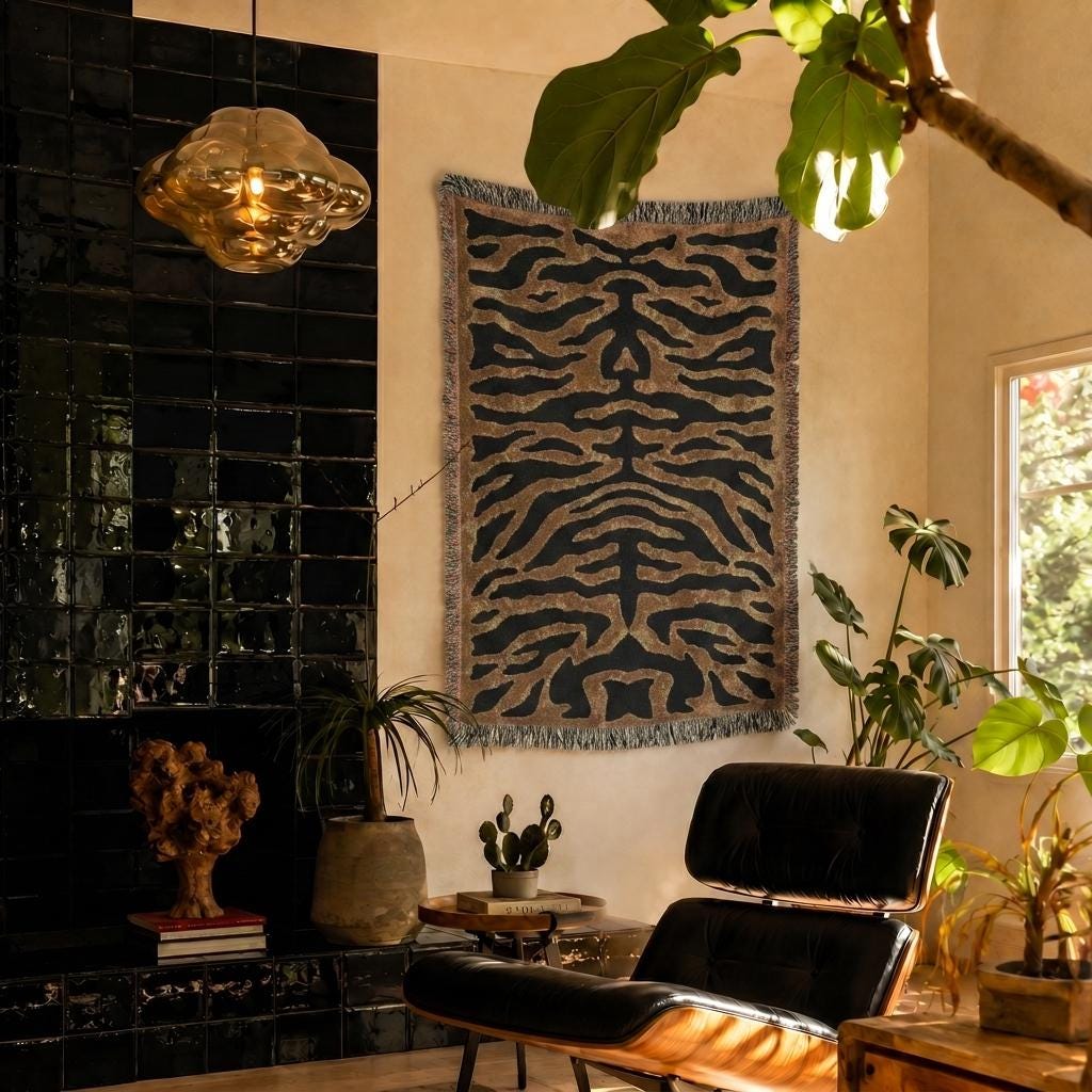 Brown Tiger Print Woven Blanket - Haven Walls