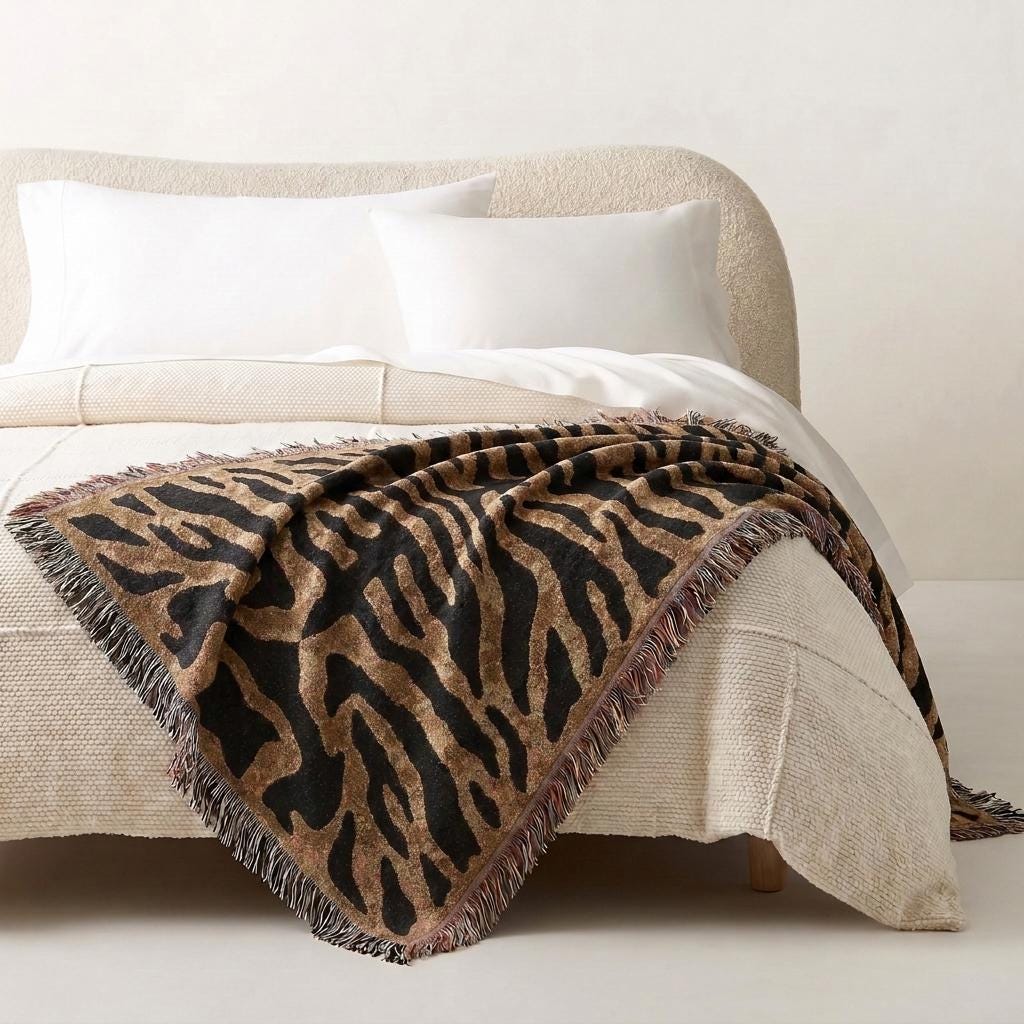 Brown Tiger Print Woven Blanket - Haven Walls