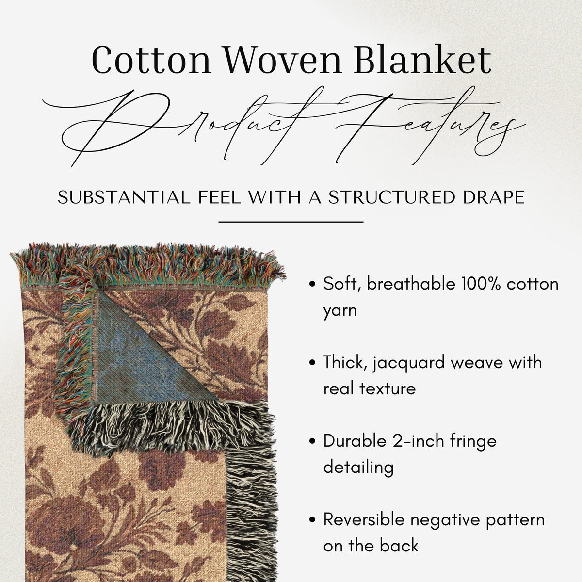 Brown Wildflower Woven Throw Blanket - Haven Walls