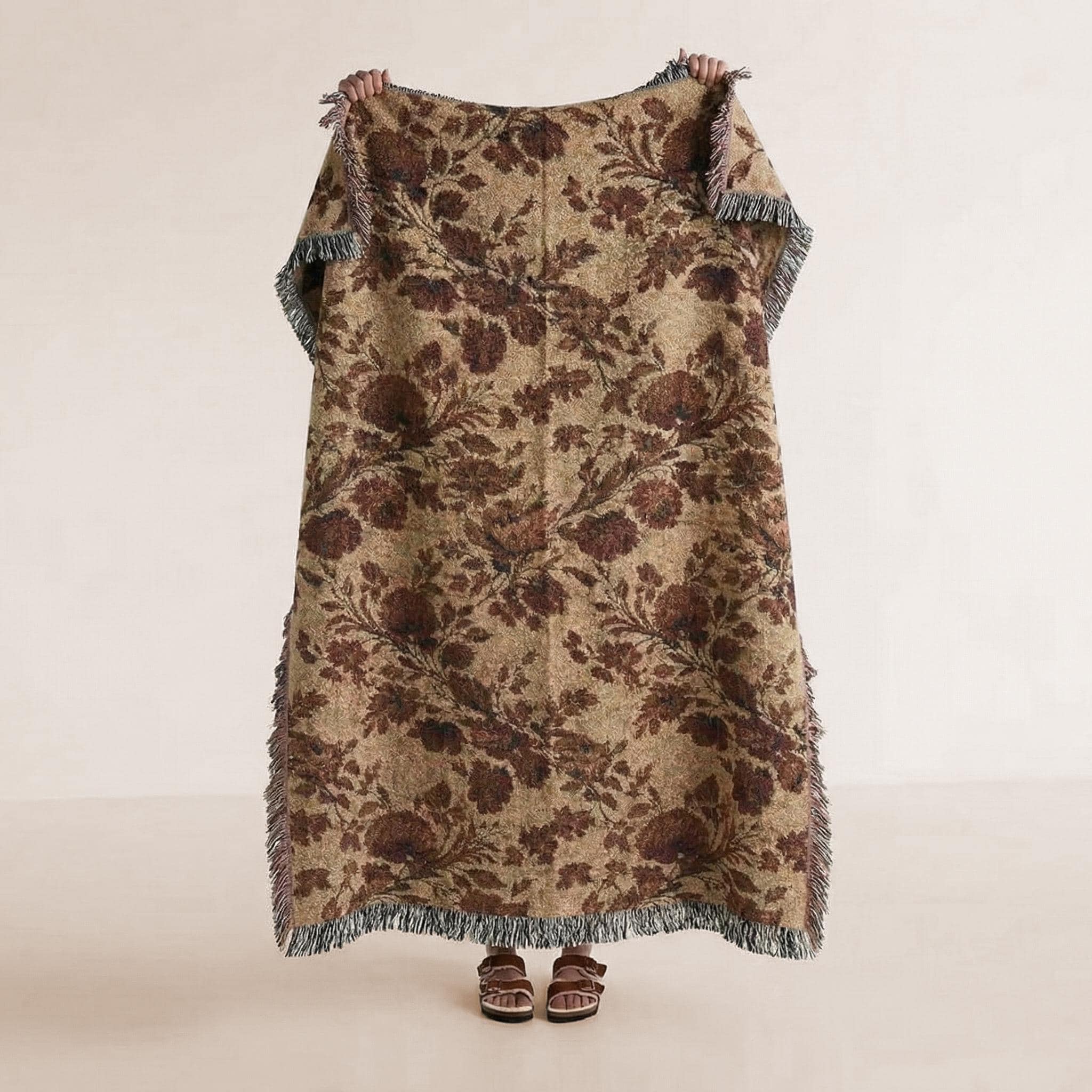 Brown Wildflower Woven Throw Blanket - Haven Walls