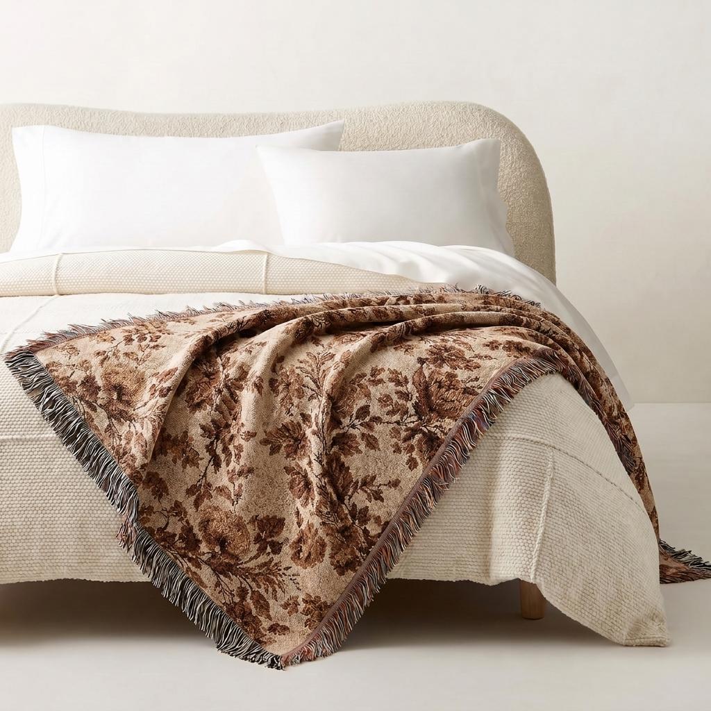 Brown Wildflower Woven Throw Blanket - Haven Walls