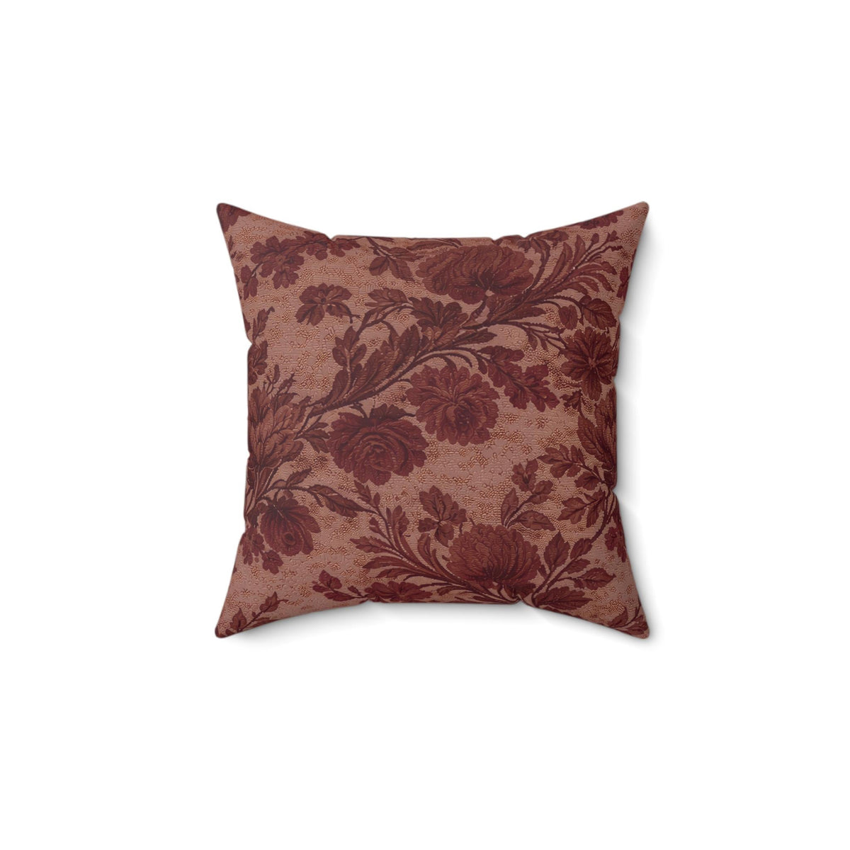 Burgundy Bloom Faux Linen Throw Pillow with Insert - Haven Walls