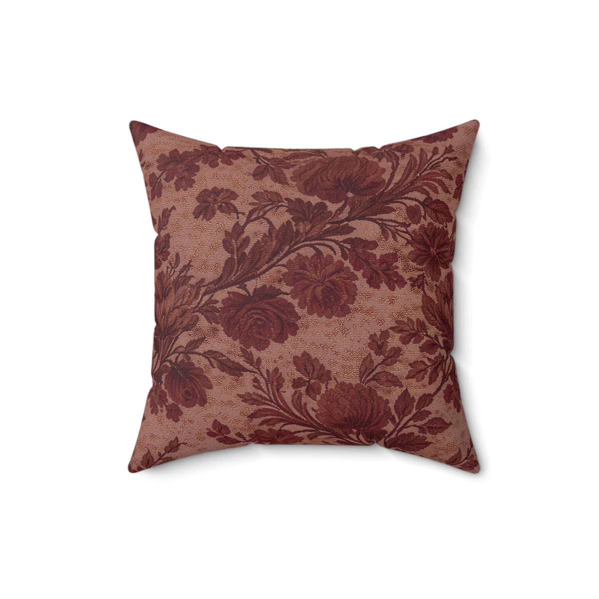 Burgundy Bloom Faux Linen Throw Pillow with Insert - Haven Walls
