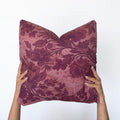 Burgundy Floral Damask Faux Linen Throw Pillow with Insert - Haven Walls