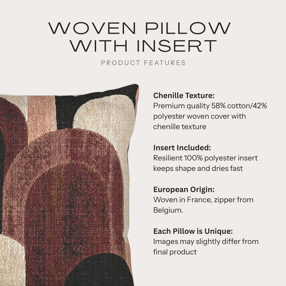 Burgundy Geometric Woven Throw Pillow with Insert 17" X 18" - Haven Walls
