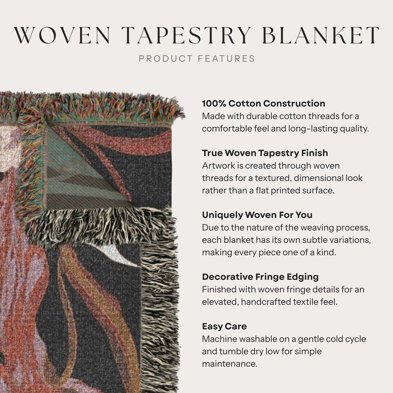 Burgundy Orchid Woven Tapestry Blanket - Haven Walls