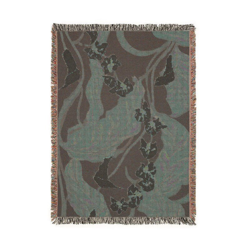 Burgundy Orchid Woven Tapestry Blanket - Haven Walls