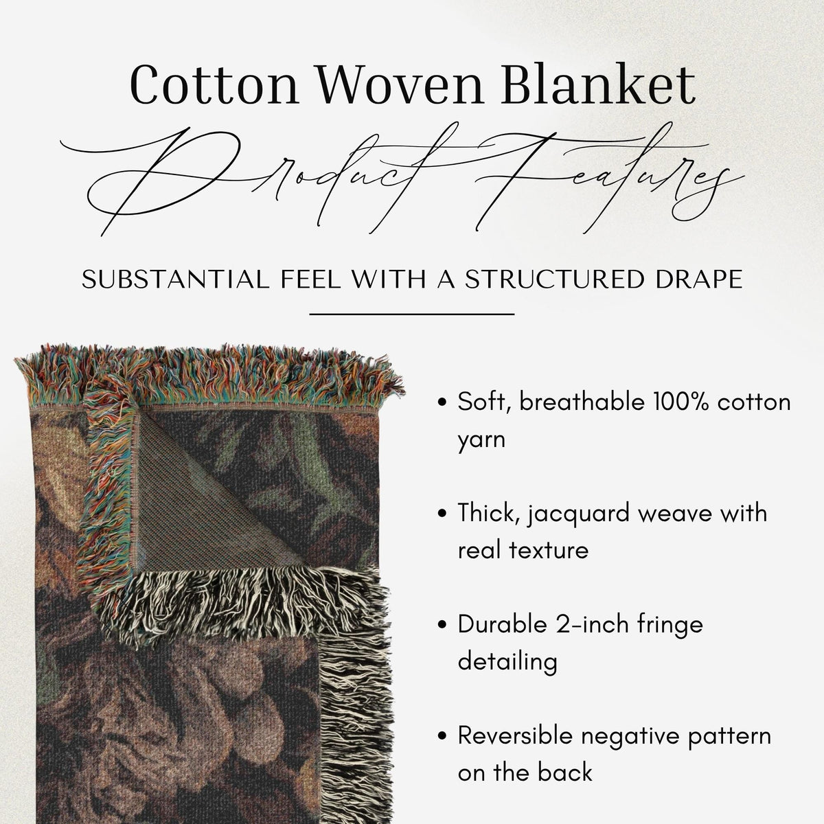 Burgundy Peony Woven Throw Blanket - Haven Walls