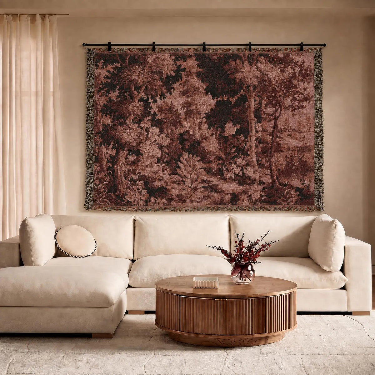 Burgundy Tapestry Woven Throw Blanket - Haven Walls
