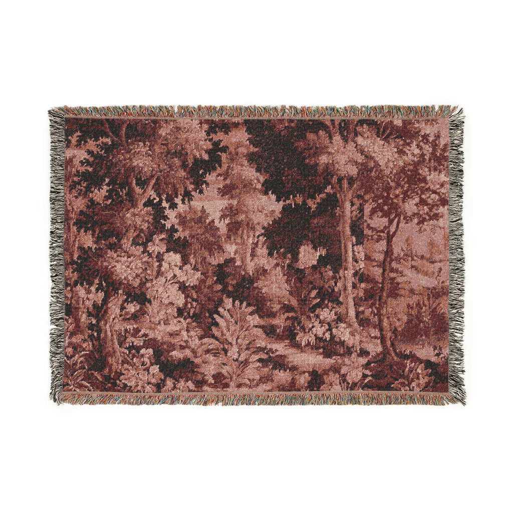 Burgundy Tapestry Woven Throw Blanket - Haven Walls
