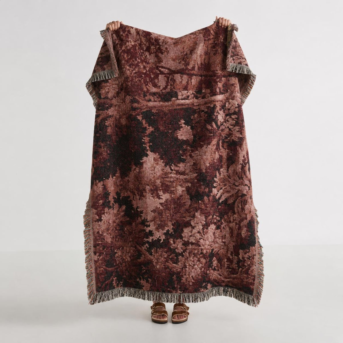 Burgundy Tapestry Woven Throw Blanket - Haven Walls