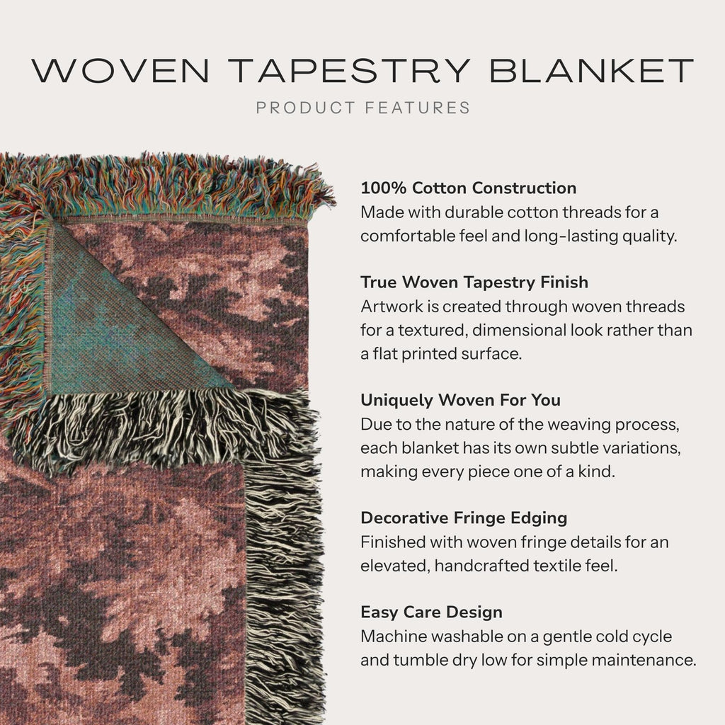 Burgundy Tapestry Woven Throw Blanket - Haven Walls