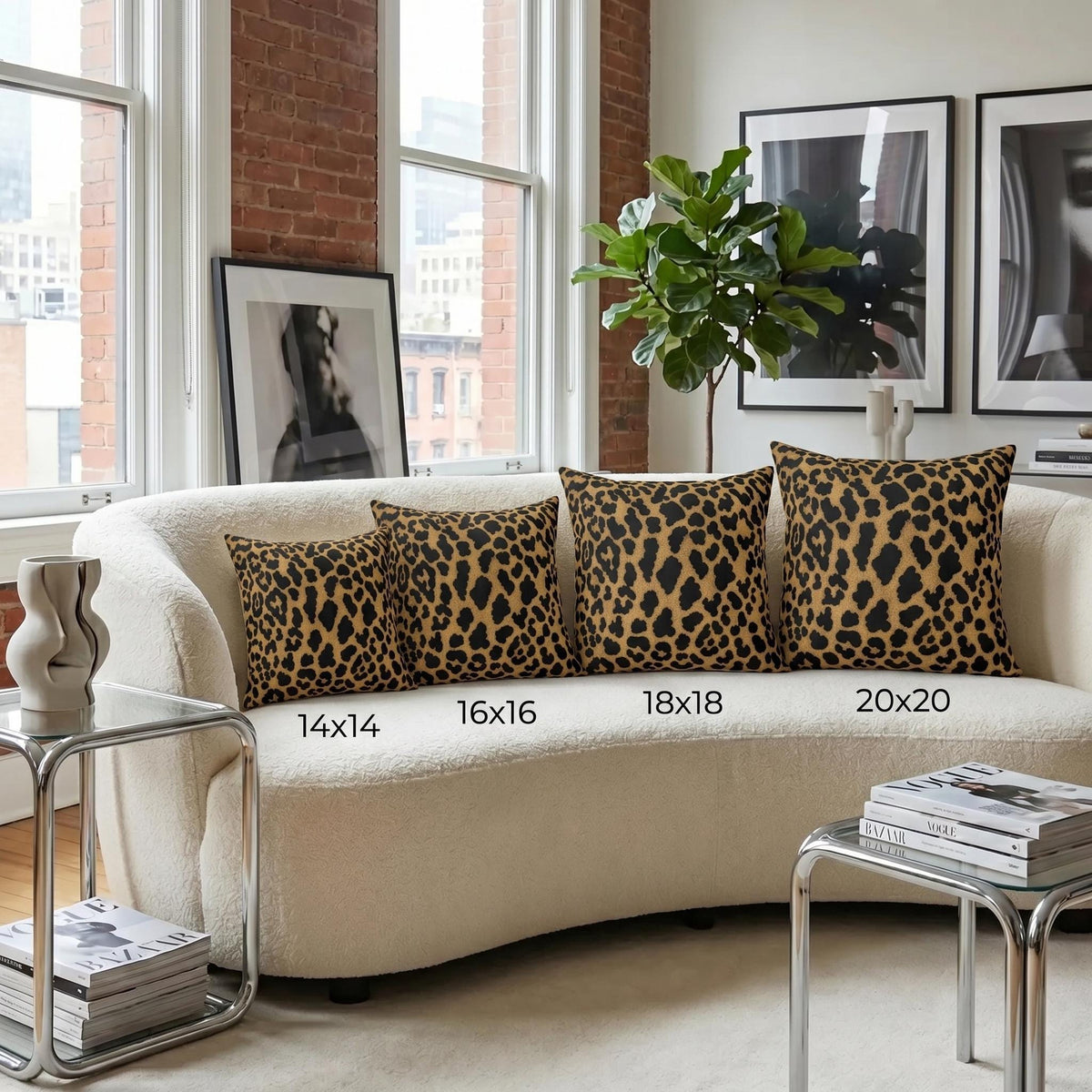 Cheetah Print Faux Linen Throw Pillow with Insert - Haven Walls