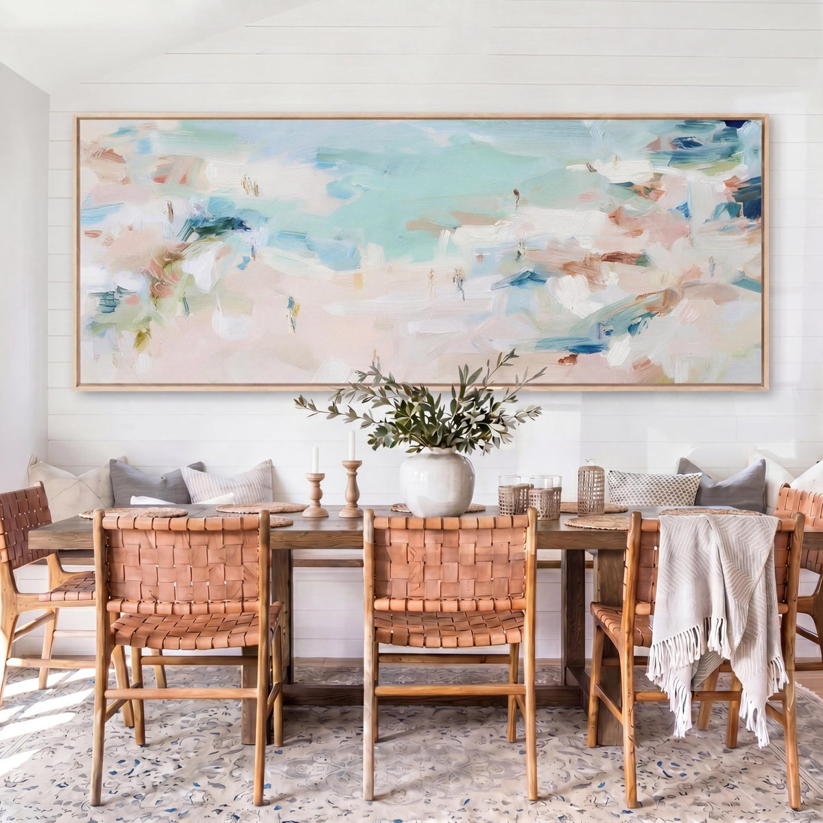 Coastal Abstract Canvas | Panoramic Wall Art - Oversized Beach House Decor - Haven Walls