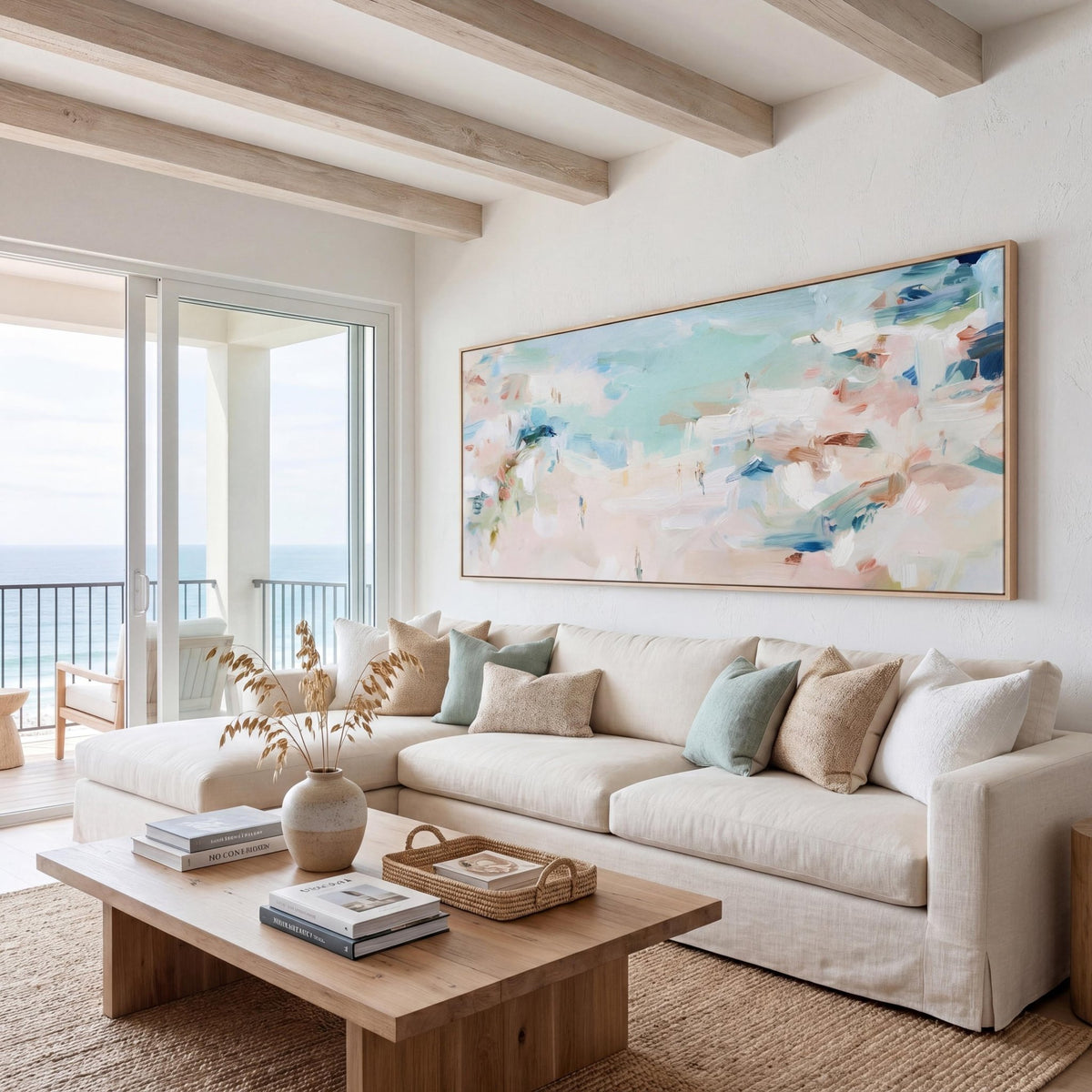 Coastal Abstract Canvas | Panoramic Wall Art - Oversized Beach House Decor - Haven Walls