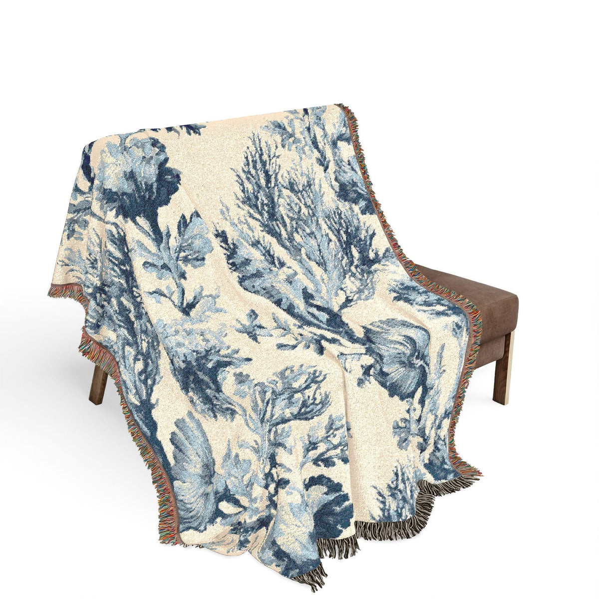 Coastal Chinoiserie Woven Throw Blanket - Haven Walls