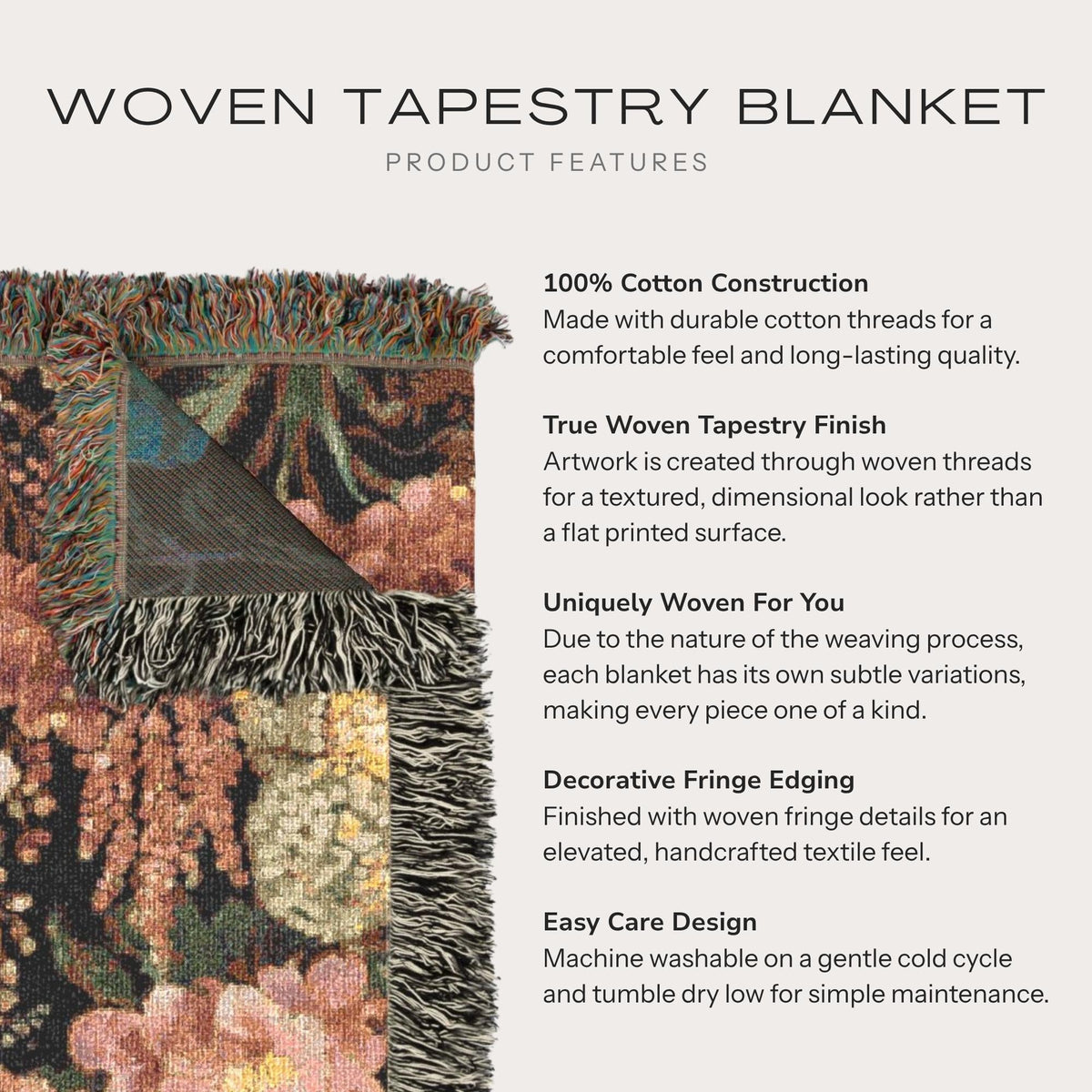 Cottage Rose Woven Throw Blanket - Haven Walls
