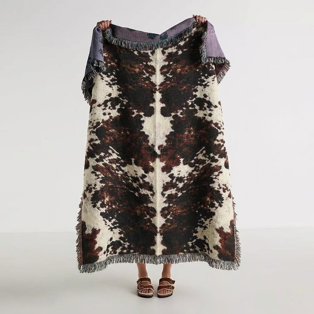 Cow Print Woven Throw Blanket - Haven Walls