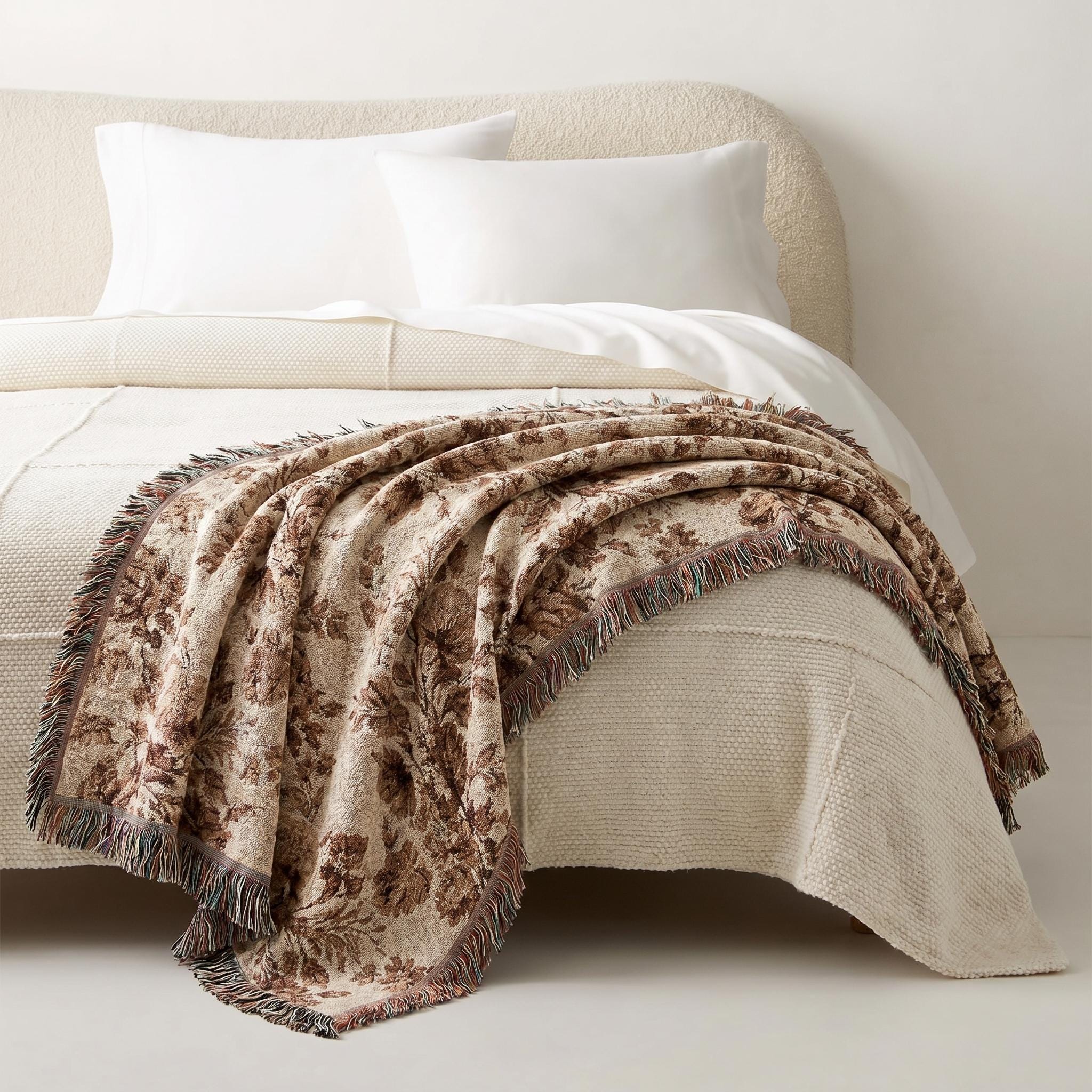 Floral Vintage Taupe Blanket