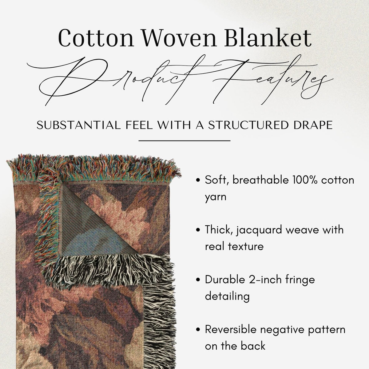 Dark Romance Peony Woven Throw Blanket - Haven Walls