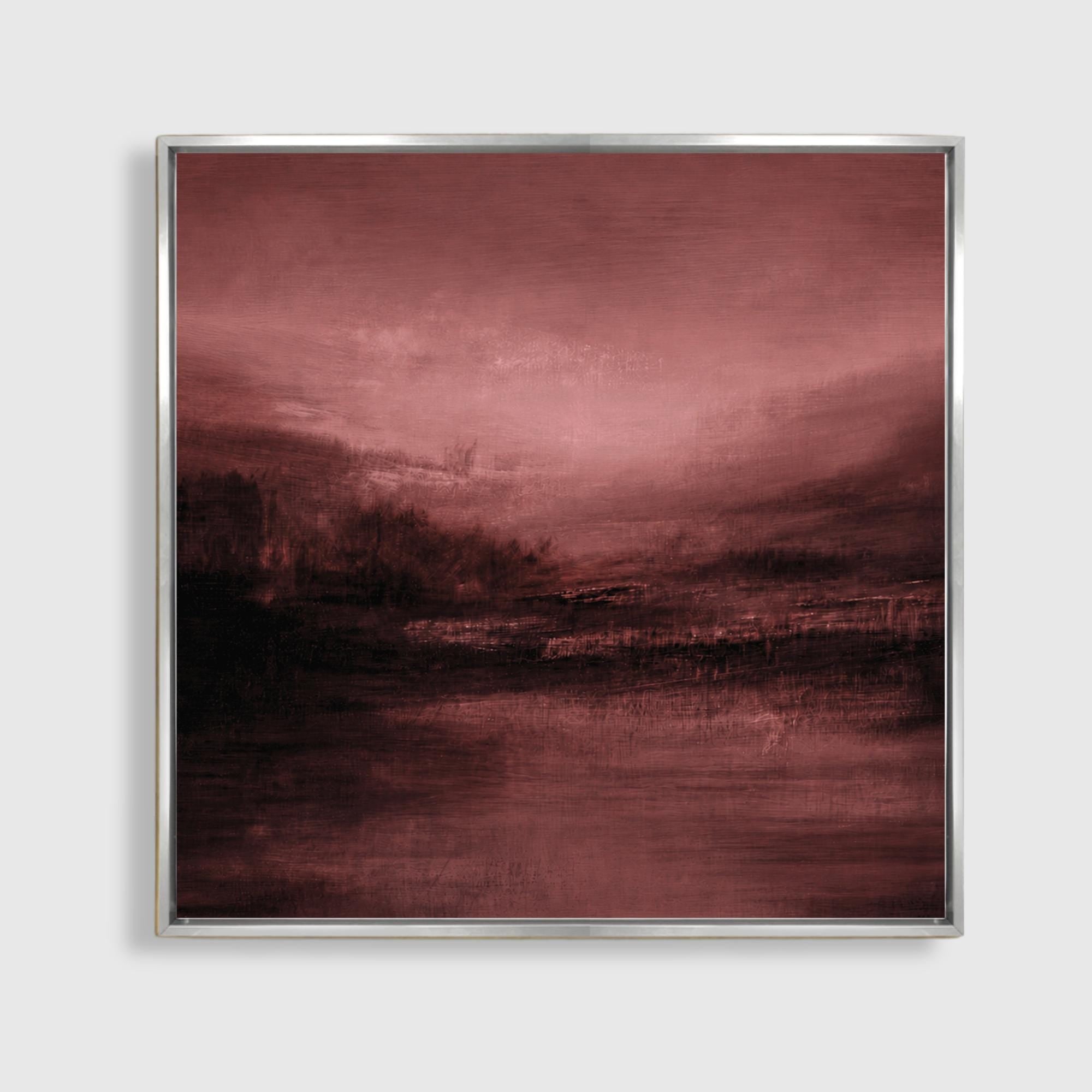 Burgundy Canvas Wall Art – Oversized Abstract Landscape Art | Moody Plum Painting