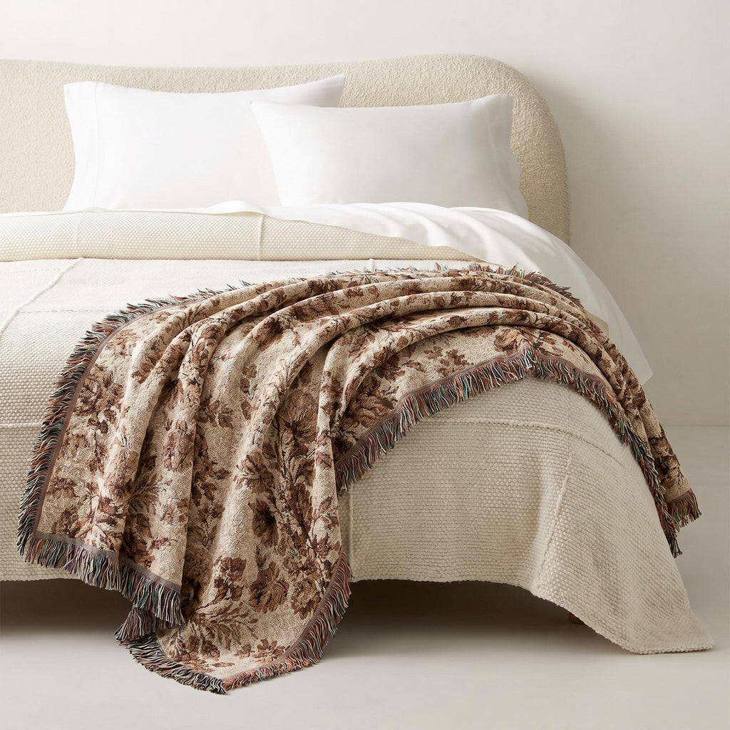 Floral Vintage Taupe Blanket - Haven Walls