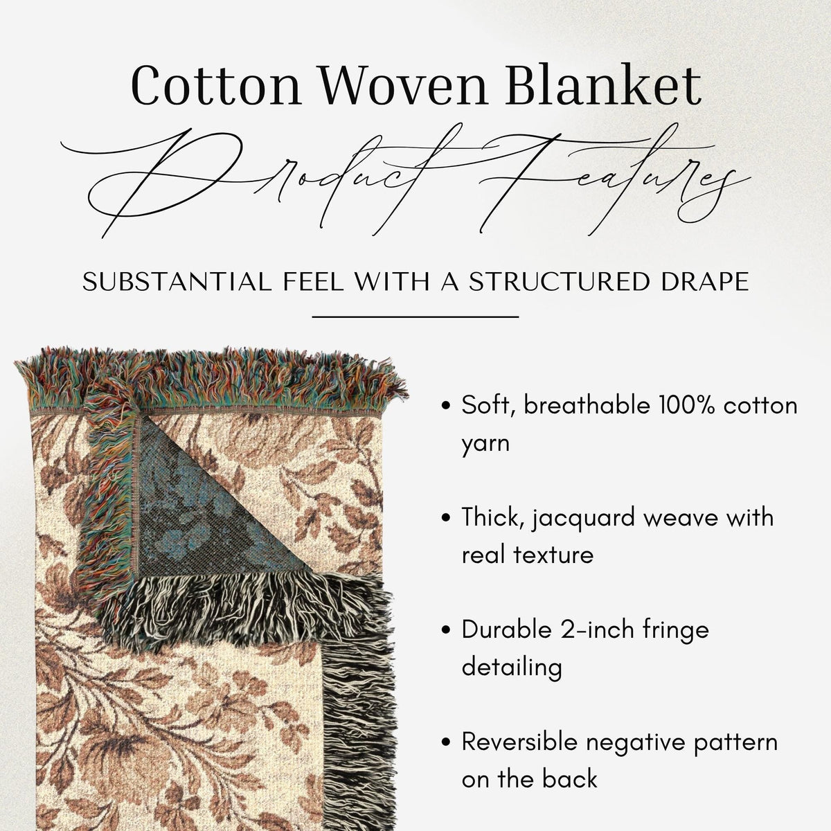 Floral Vintage Taupe Blanket - Haven Walls