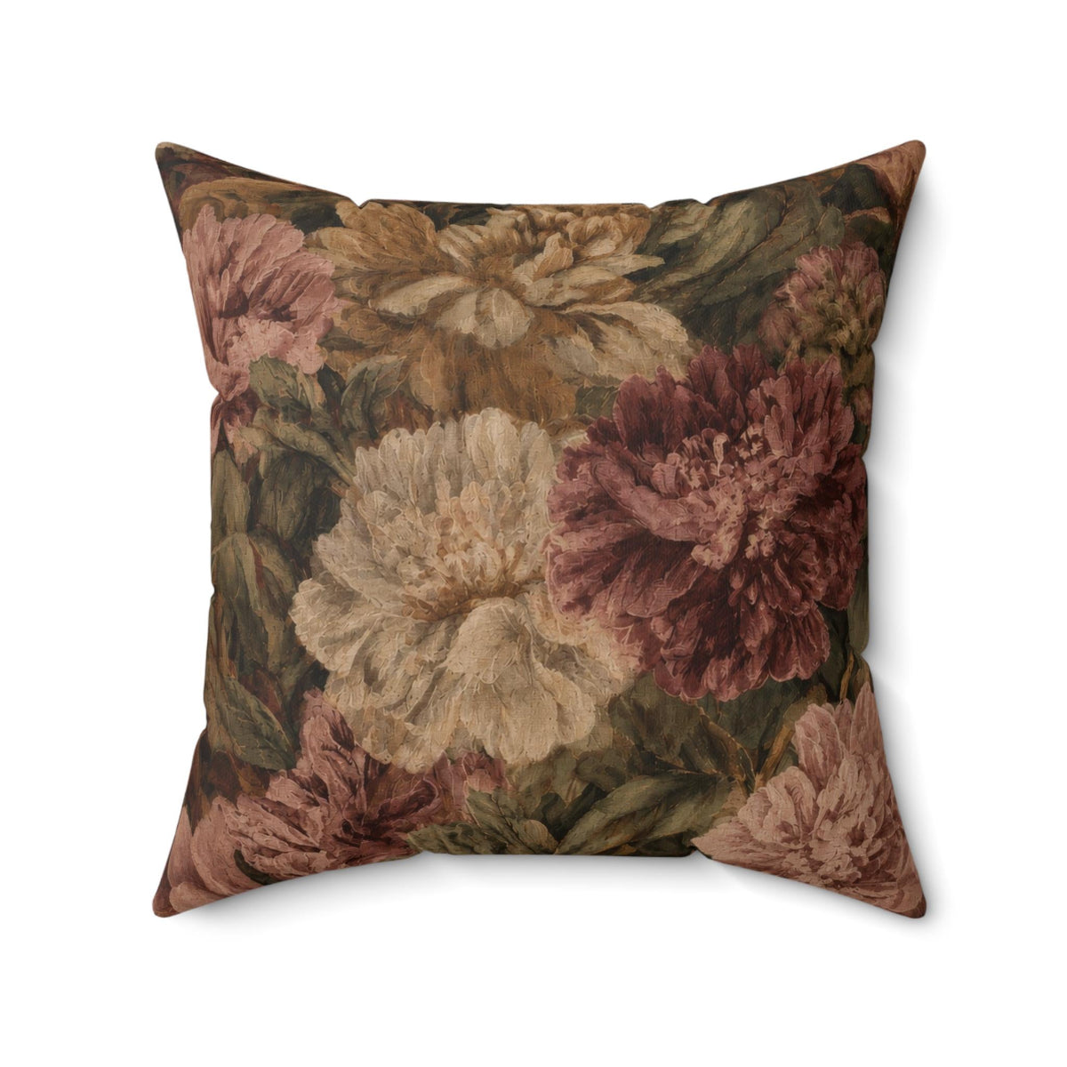 French Baroque Botanical Faux Linen Throw Pillow with Insert - Haven Walls