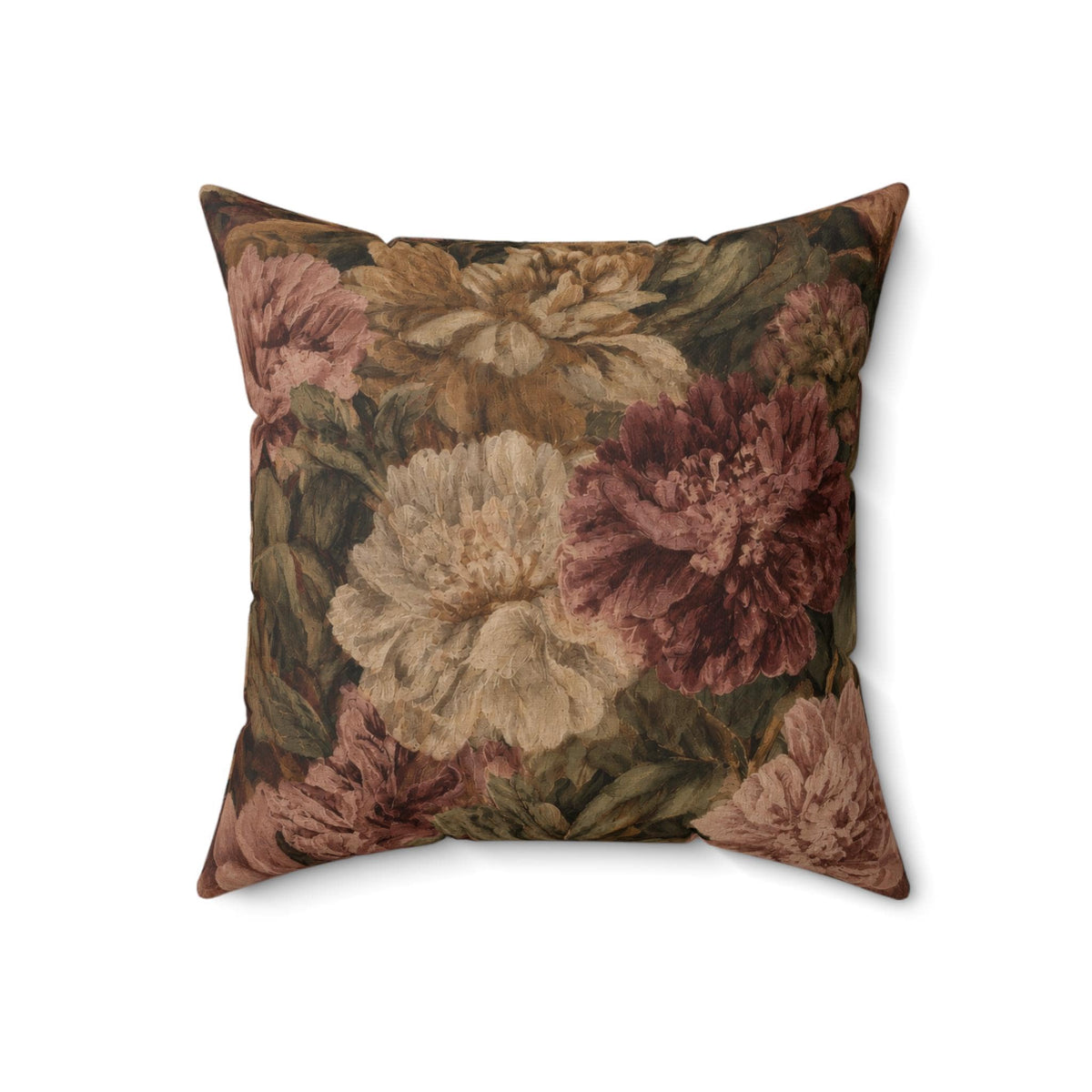 French Baroque Botanical Faux Linen Throw Pillow with Insert - Haven Walls