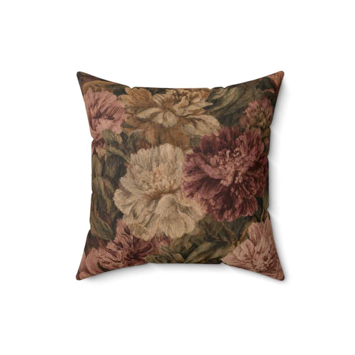 French Baroque Botanical Faux Linen Throw Pillow with Insert - Haven Walls