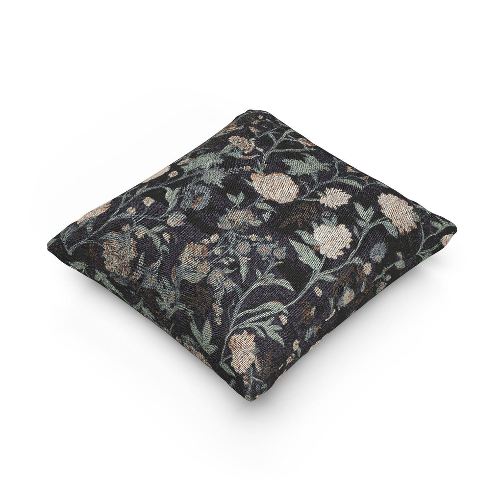French Baroque Noir Woven Pillow with Insert, 17" x 18" - Haven Walls