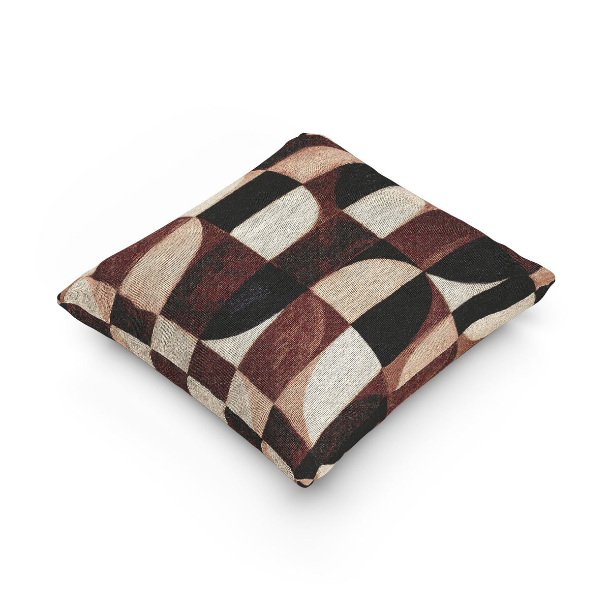 Geometric Woven Throw Pillow with Insert — Mid-Century Retro Check Pattern 17" 18" - Haven Walls