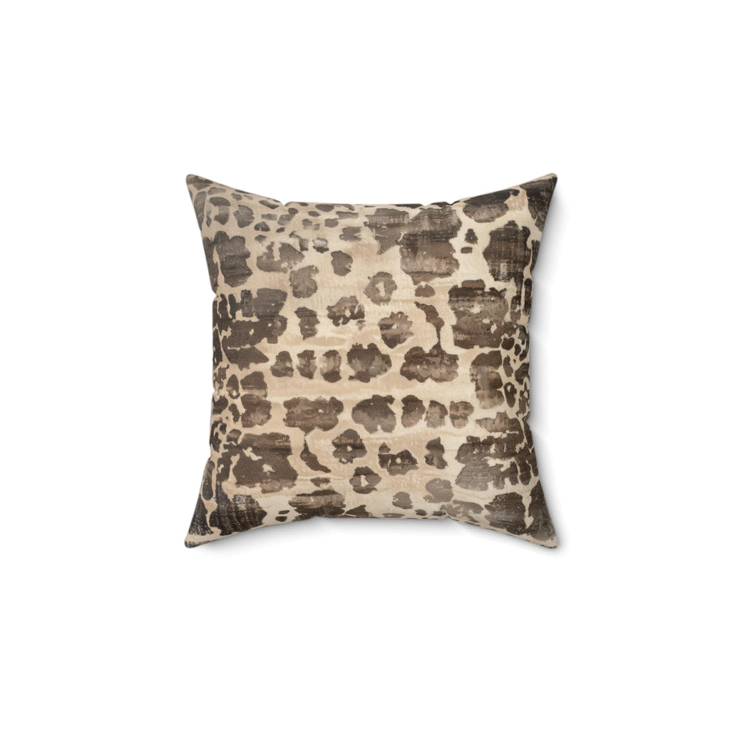 Gray Cheetah Faux Linen Throw Pillow with Insert - Haven Walls