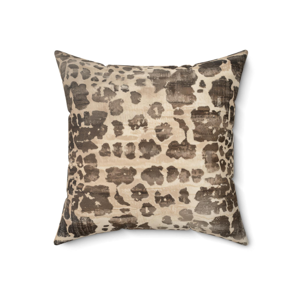 Gray Cheetah Faux Linen Throw Pillow with Insert - Haven Walls