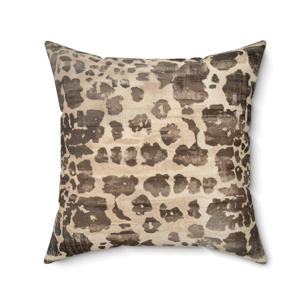 Gray Cheetah Faux Linen Throw Pillow with Insert - Haven Walls