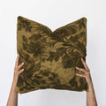 Green Botanical Floral Faux Linen Throw Pillow with Insert - Haven Walls