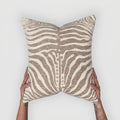 Greige Zebra Stripe Woven Pillow with Insert, 17" x 18" - Haven Walls