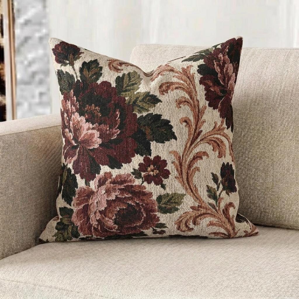 Heirloom Bloom Woven Throw Pillow with Insert, 17" x 18" - Haven Walls
