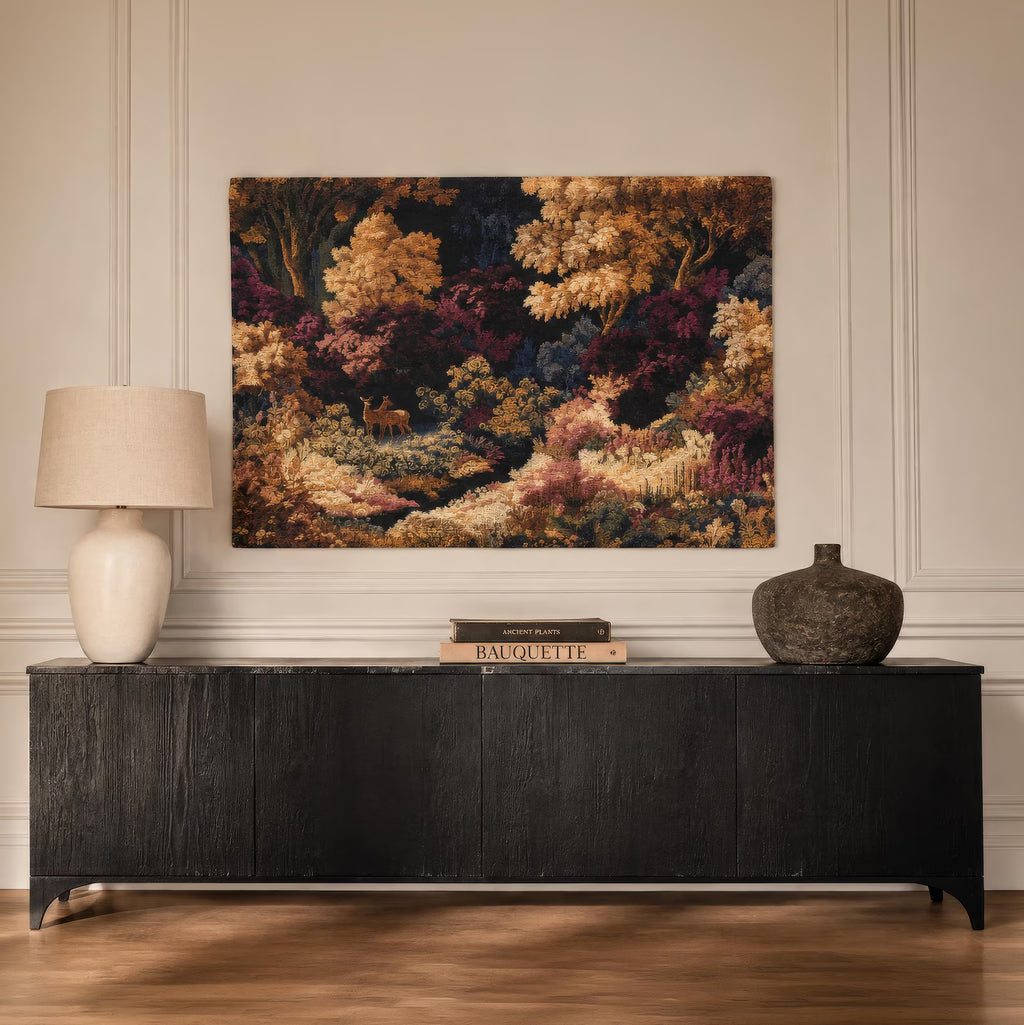 Plum & Gold Toile Wall Tapestry