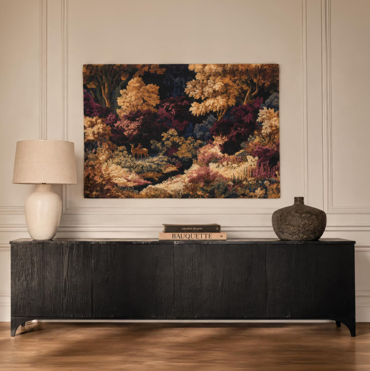 Plum & Gold Toile Wall Tapestry
