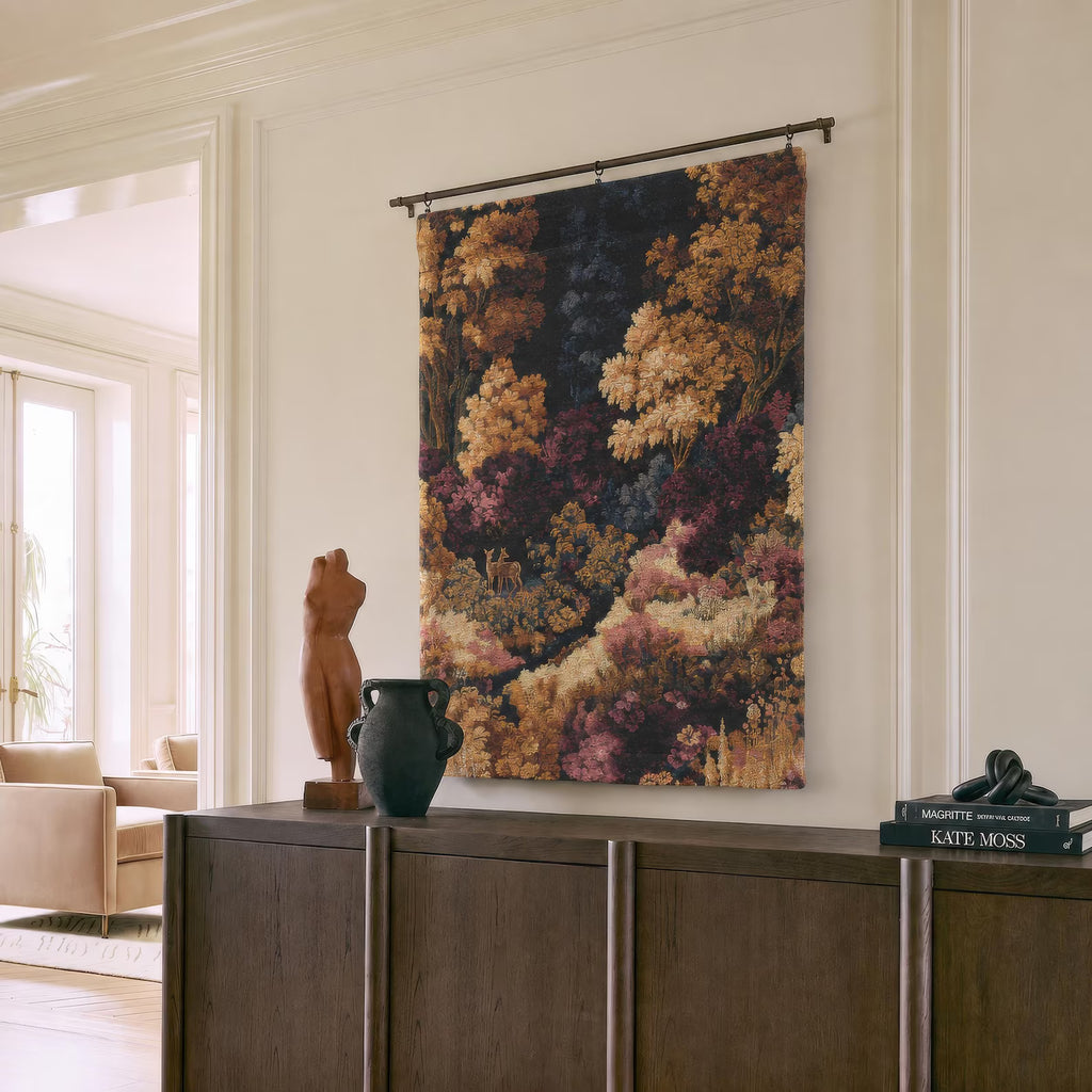 Plum & Gold Toile Wall Tapestry