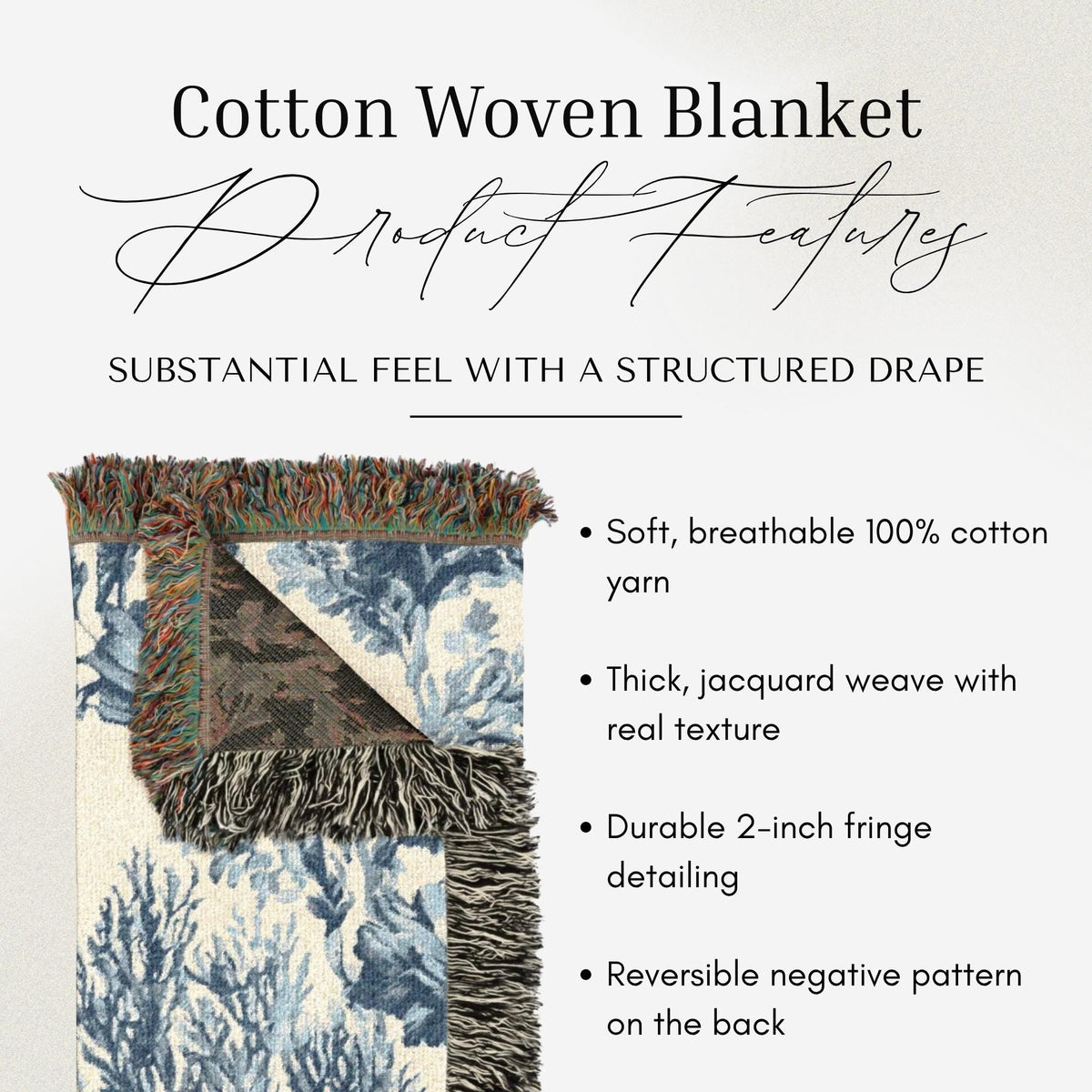 Indigo Garden Woven Throw Blanket - Haven Walls