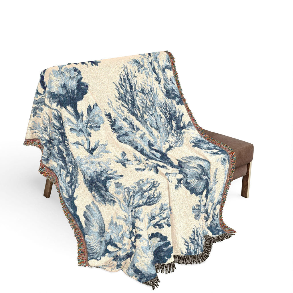 Indigo Garden Woven Throw Blanket - Haven Walls