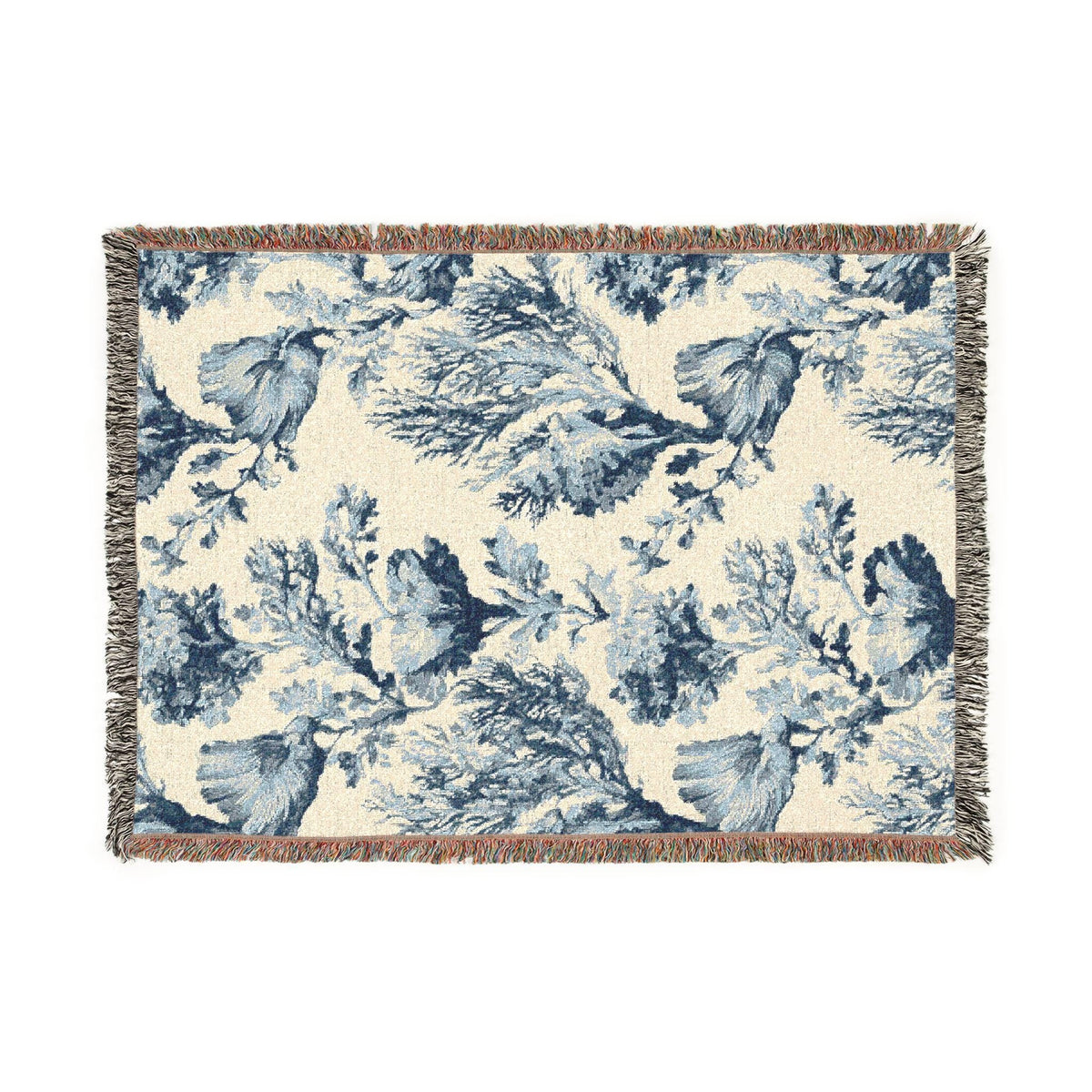 Indigo Garden Woven Throw Blanket - Haven Walls