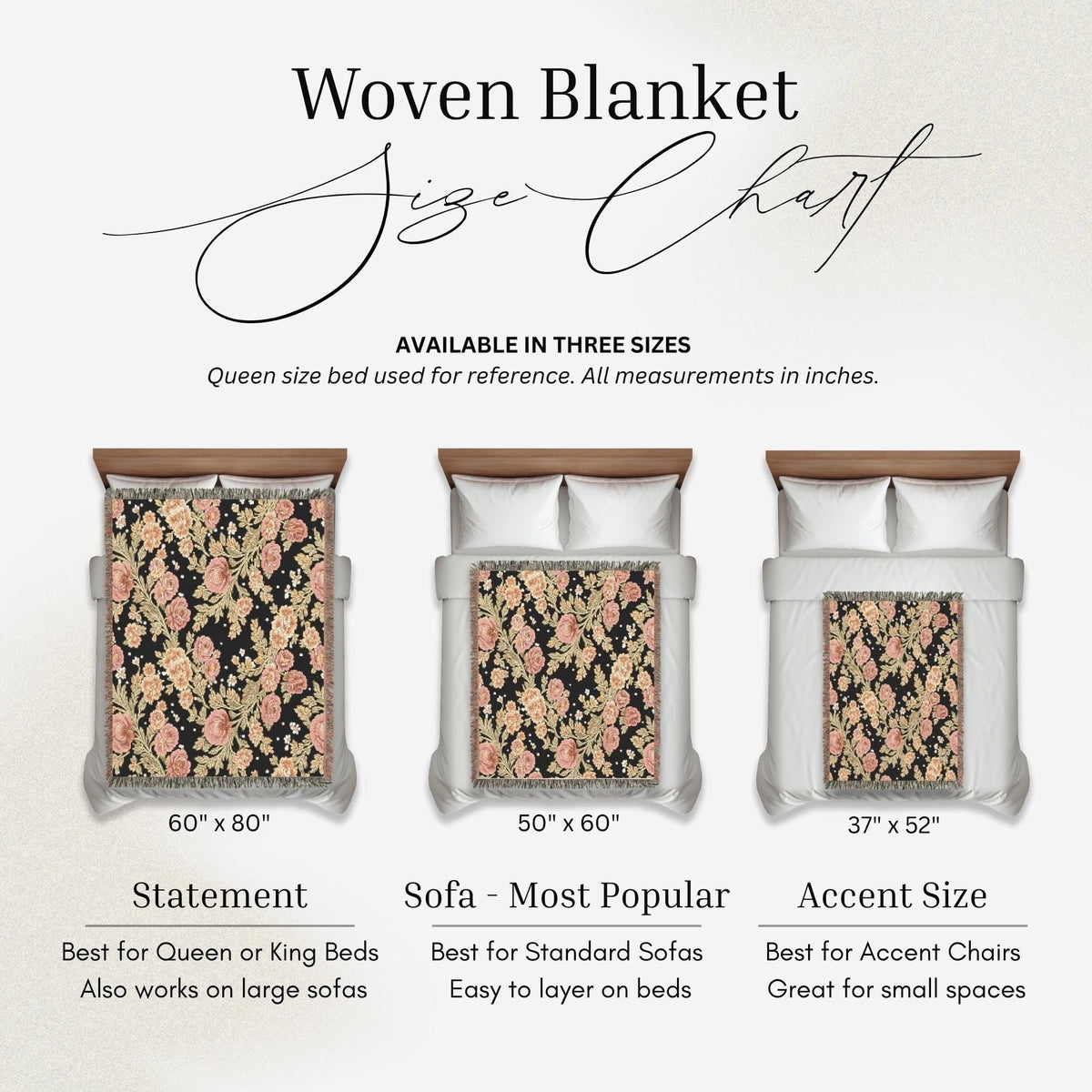 Midnight Rose Woven Throw Blanket - Haven Walls