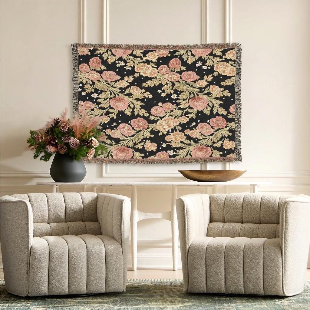 Midnight Rose Woven Throw Blanket - Haven Walls